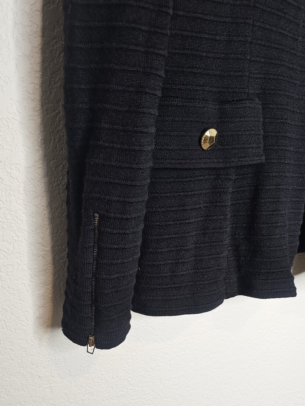 St. John Collection Ribbed Gold Zipper Jacket Blazer 10 - Picture 5 of 11